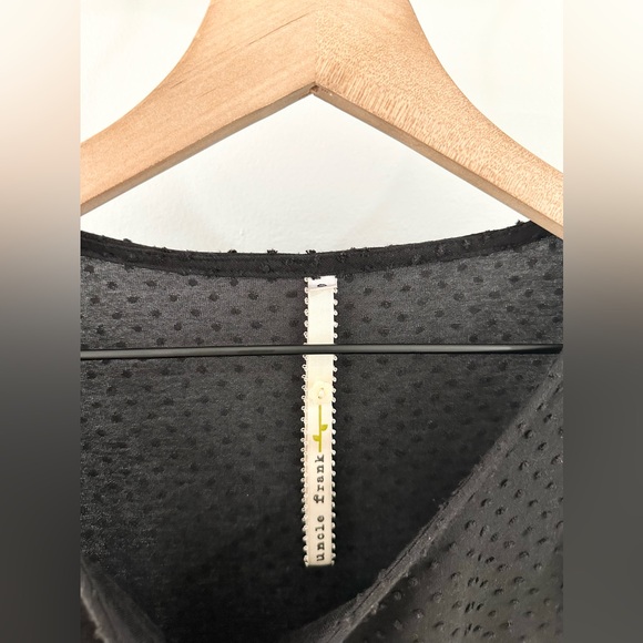 Uncle Frank Short Sleeve Swiss Dot Midi Dress Black Size Small - Picture 4 of 5